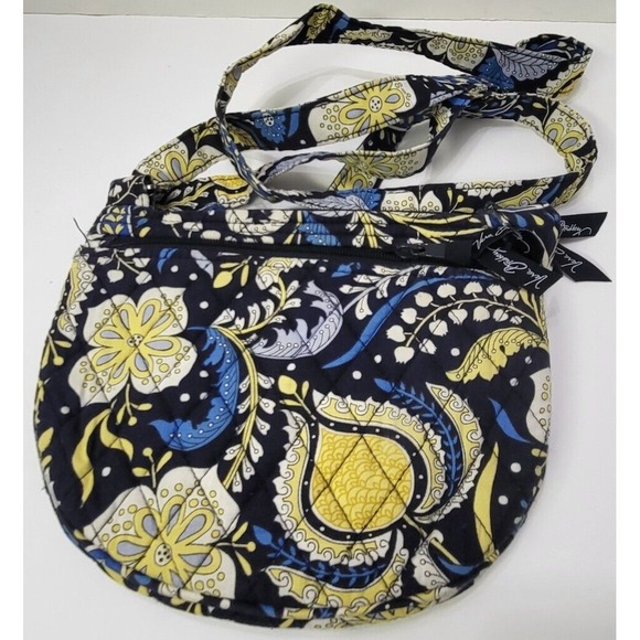 Vera Bradley Hipster Ellie Blue Yellow Elephant Pattern Crossbody Bag Purse - Picture 2 of 15